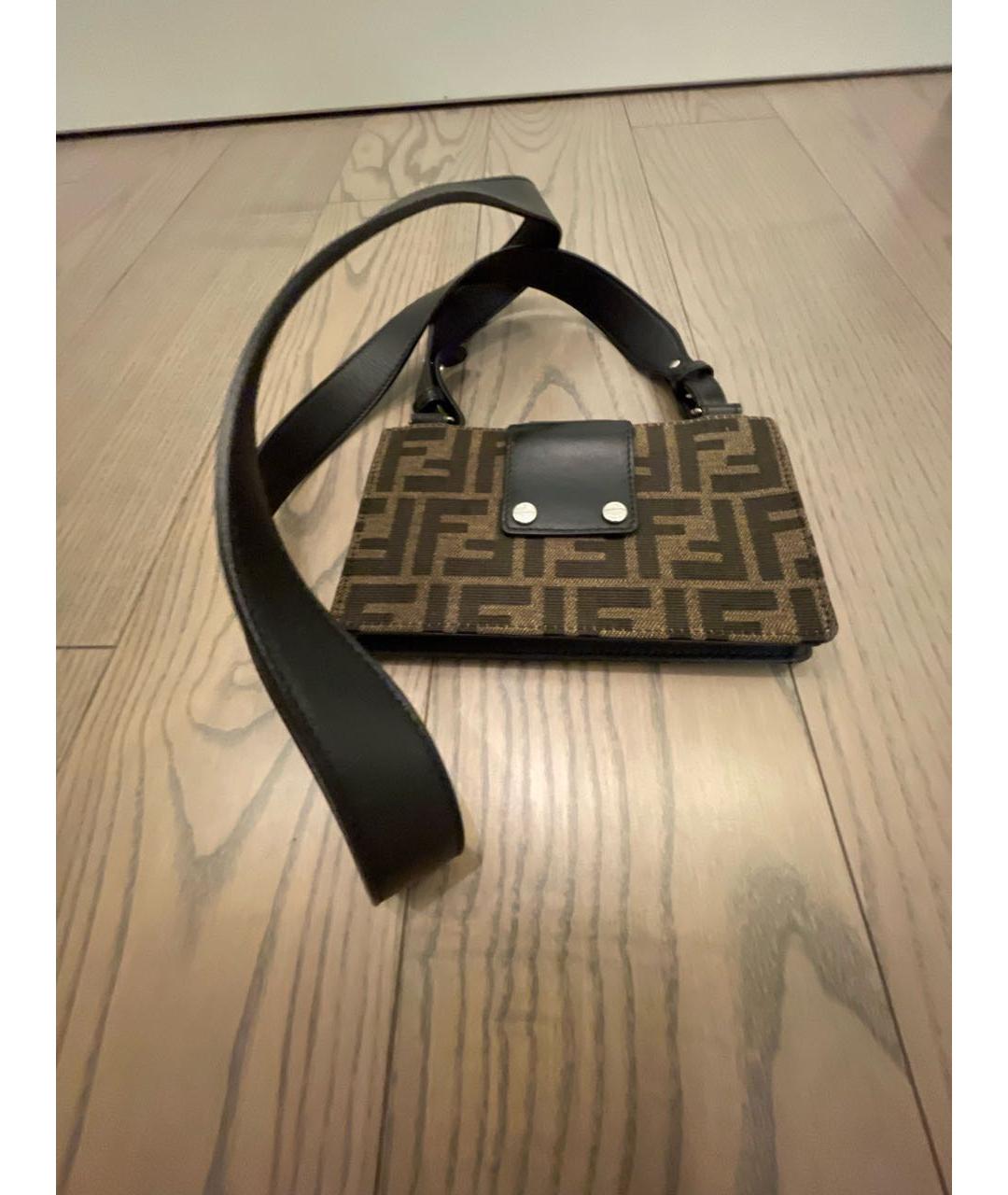 FENDI Коричневая тканевая сумка через плечо, фото 3