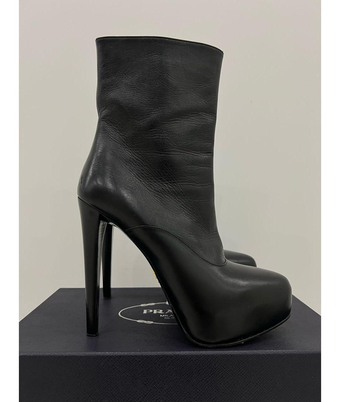 PRADA Черные кожаные ботильоны, фото 2