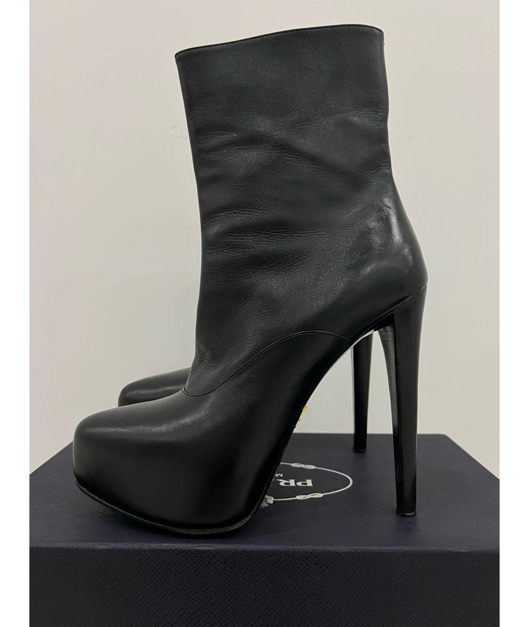 PRADA Черные кожаные ботильоны, фото 4