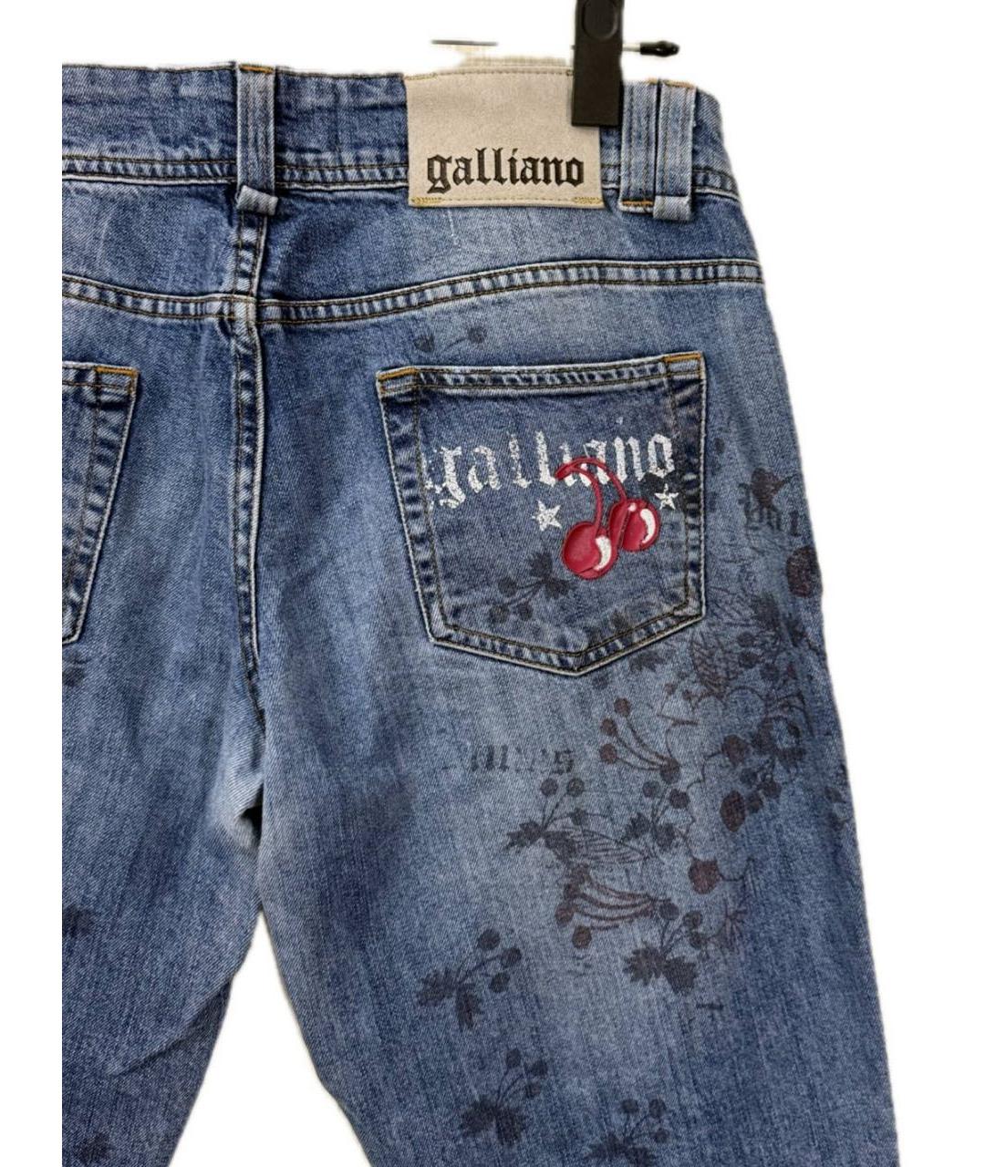 JOHN GALLIANO Голубые хлопковые прямые джинсы, фото 4