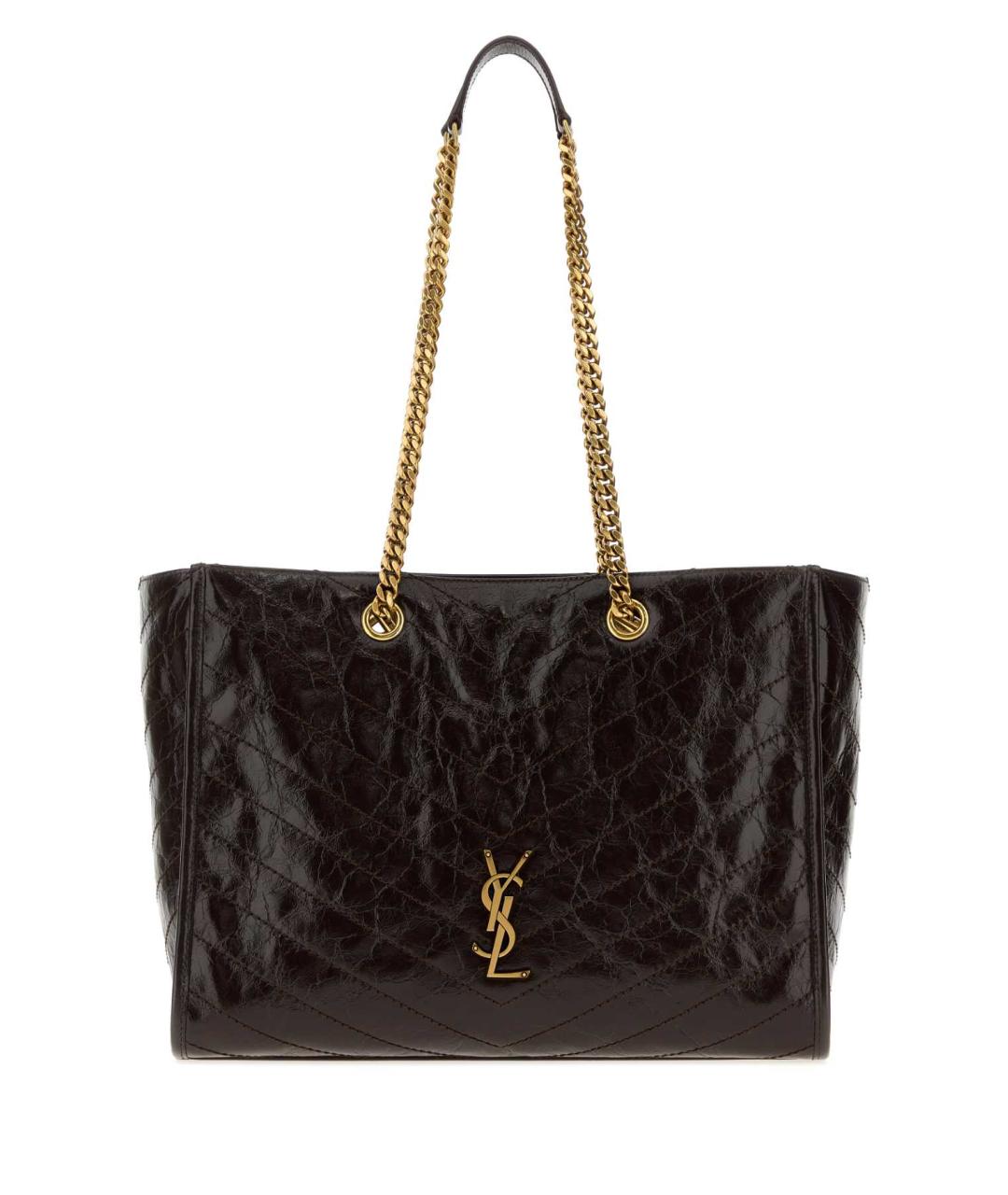 SAINT LAURENT Коричневая кожаная сумка тоут, фото 1
