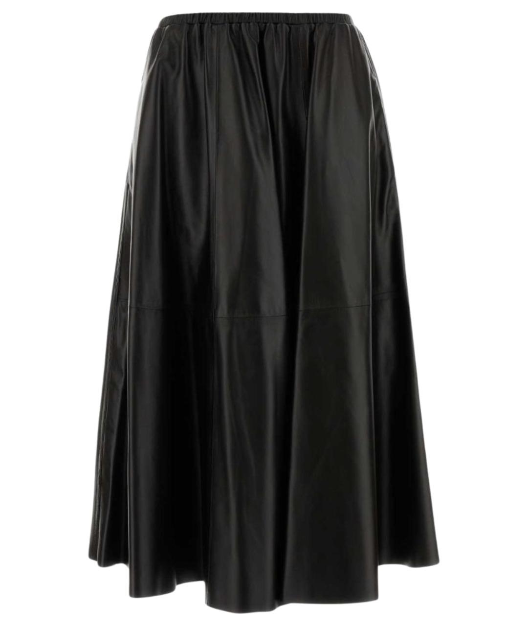 ALBERTA FERRETTI Коричневая кожаная юбка миди, фото 1