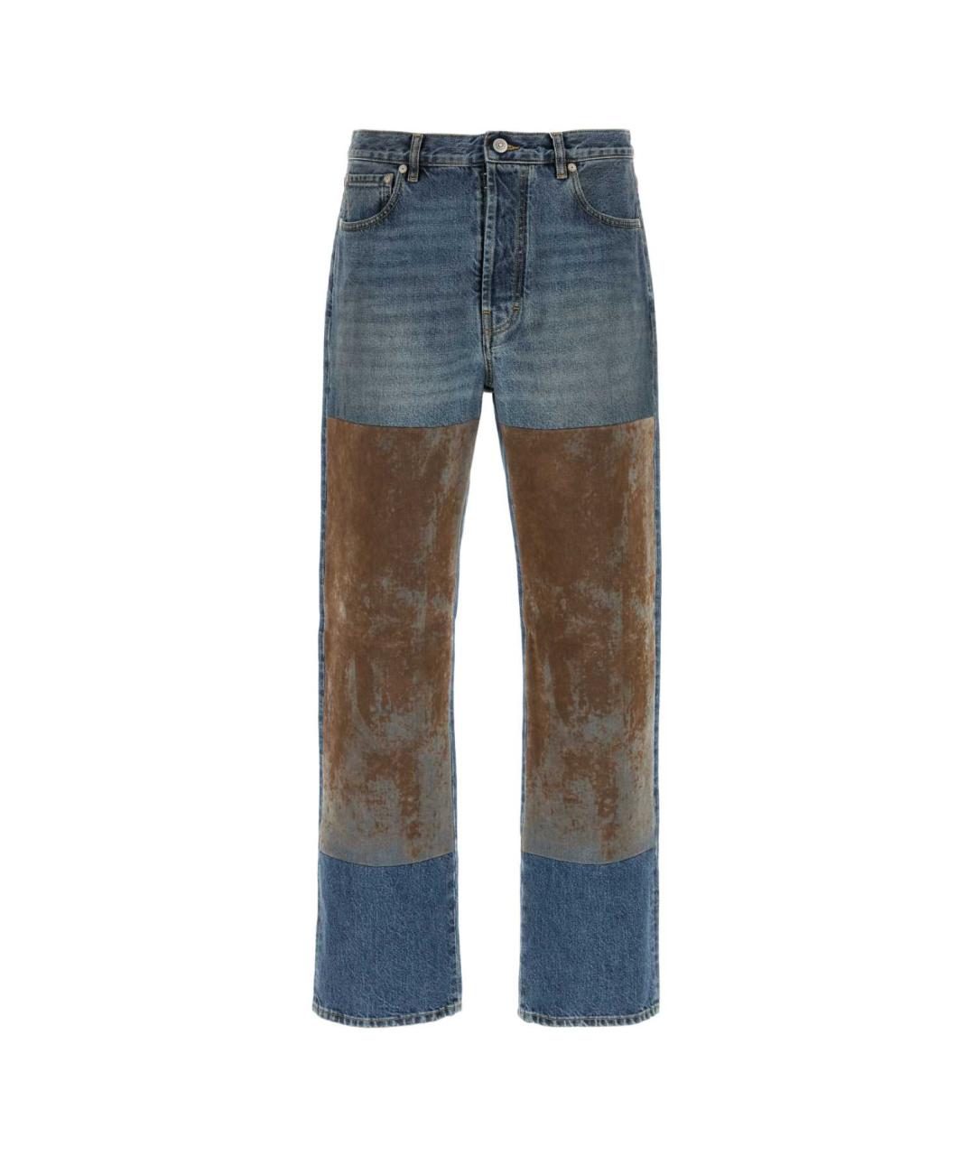 MAISON MARGIELA Голубые хлопковые прямые джинсы, фото 3