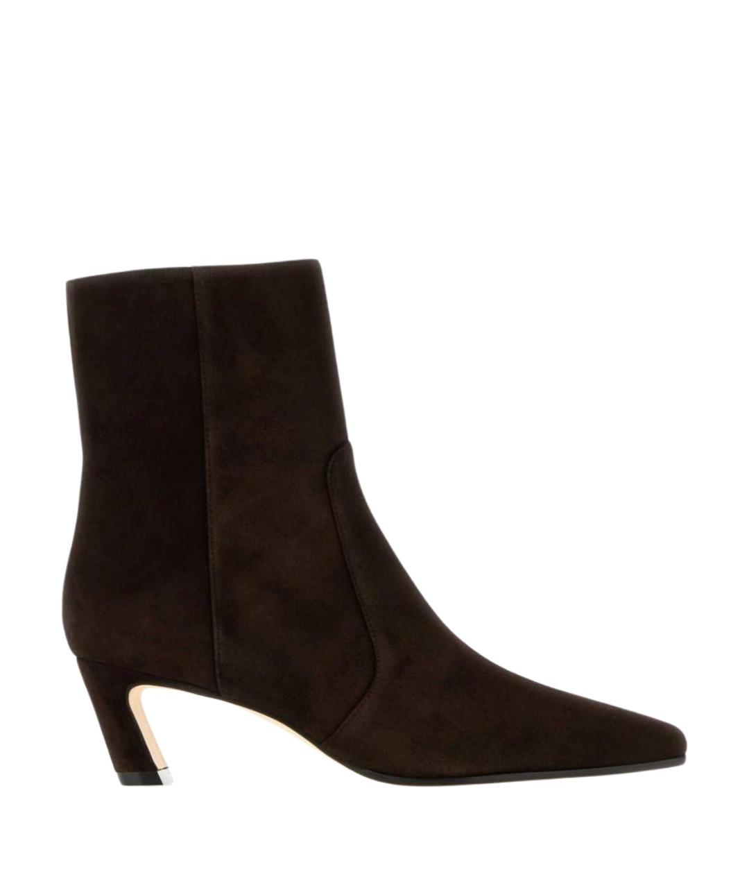 STUART WEITZMAN Коричневые кожаные ботильоны, фото 1