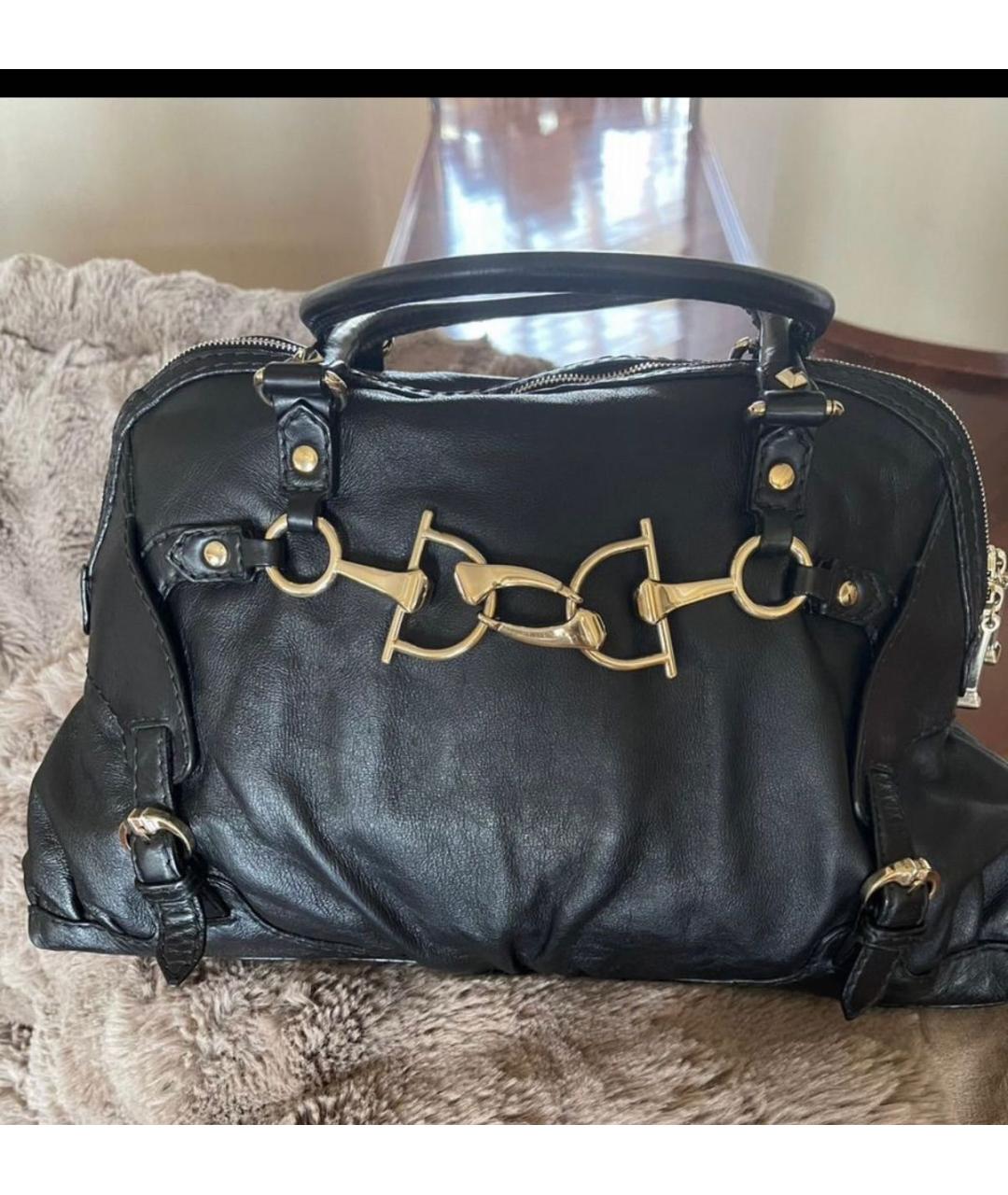 GUCCI Черная кожаная сумка тоут, фото 2