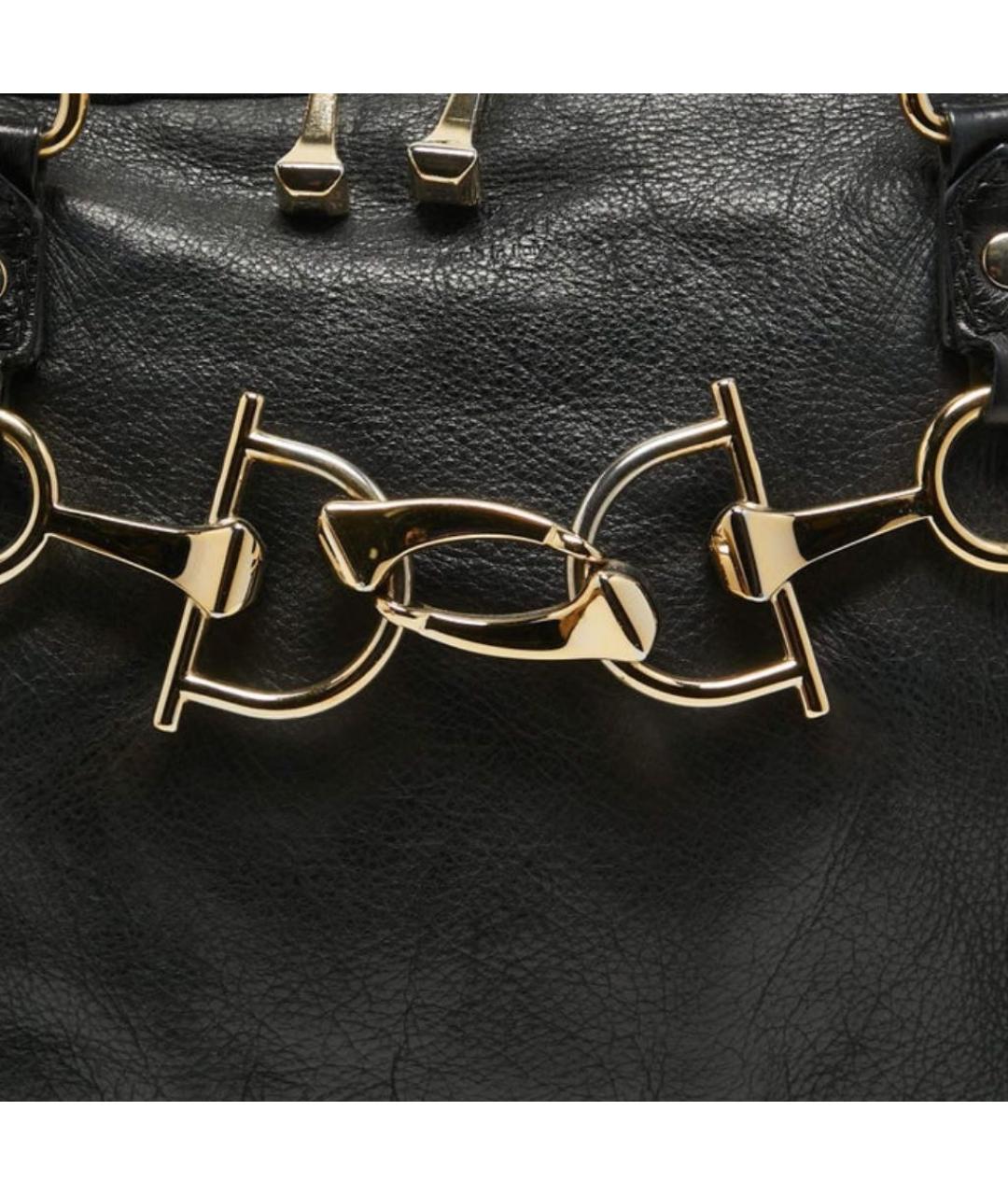 GUCCI Черная кожаная сумка тоут, фото 7