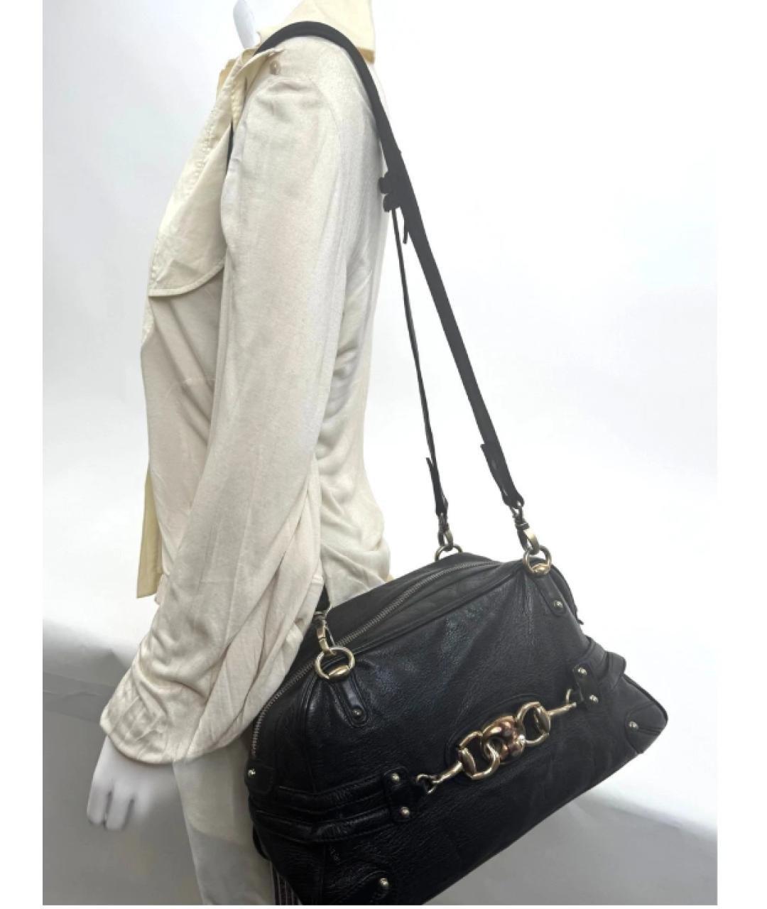 GUCCI Черная кожаная сумка тоут, фото 10