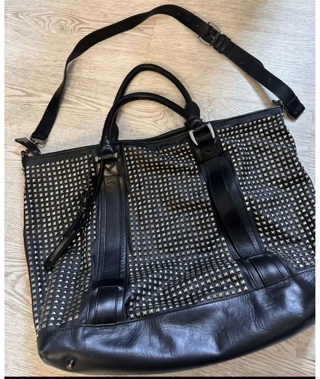 BURBERRY Черная кожаная сумка тоут, фото 2