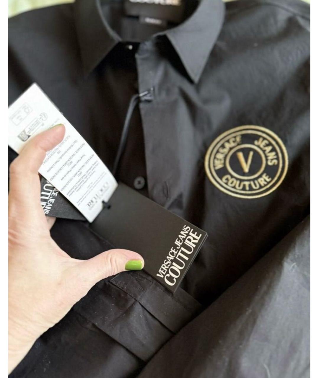 VERSACE JEANS COUTURE Черная хлопковая кэжуал рубашка, фото 4