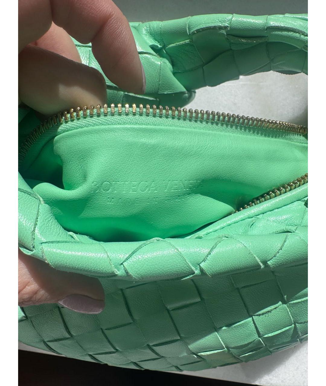 BOTTEGA VENETA Салатовая кожаная сумка с короткими ручками, фото 5