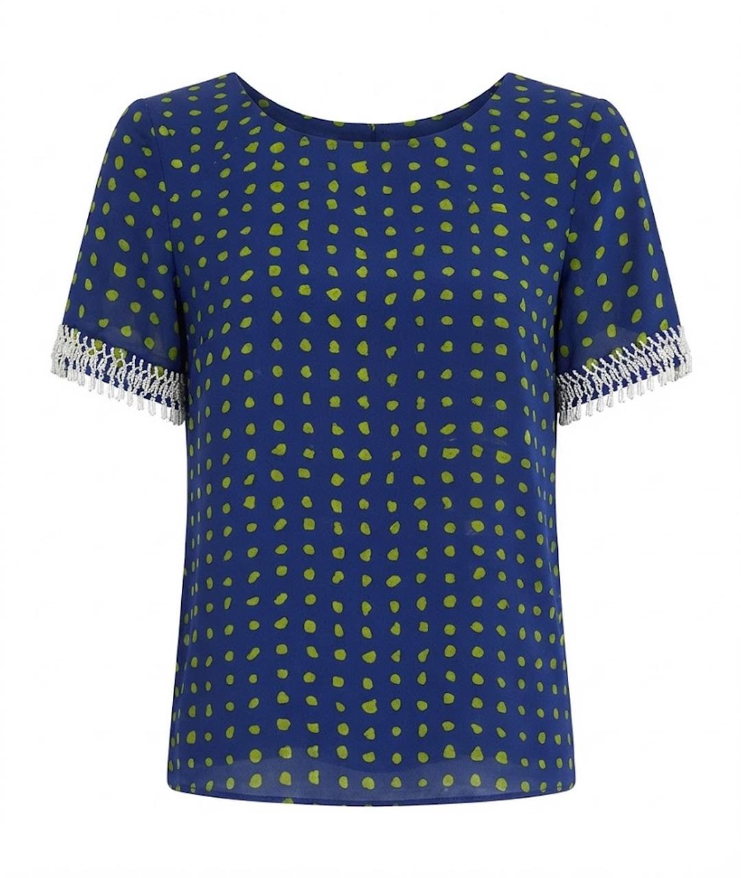 MOSCHINO Синий шелковый костюм с брюками, фото 1