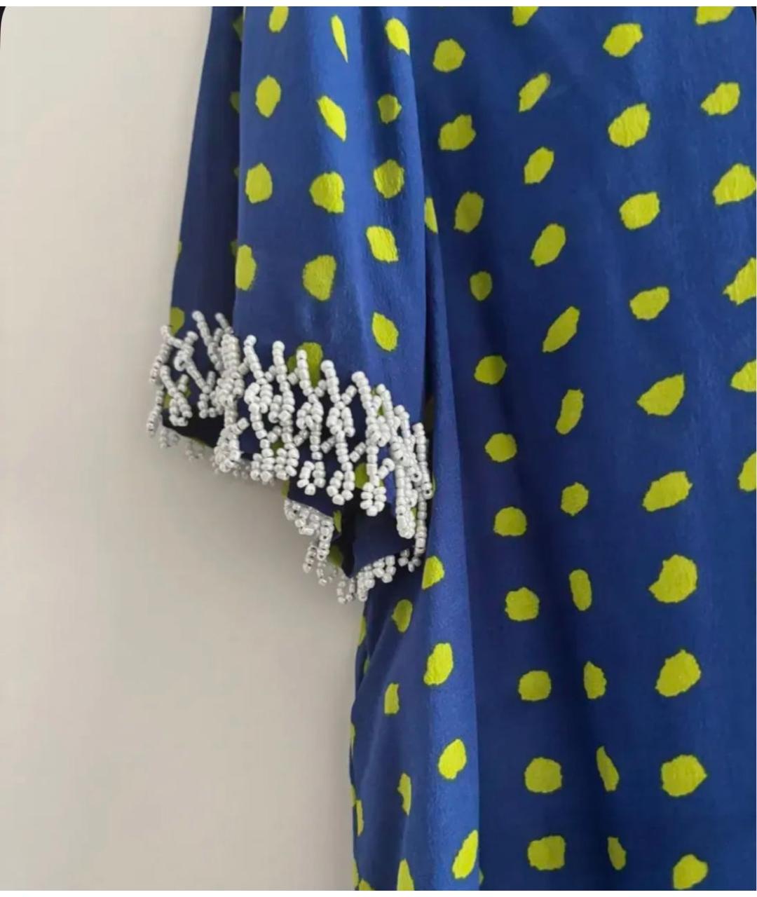 MOSCHINO Синий шелковый костюм с брюками, фото 2