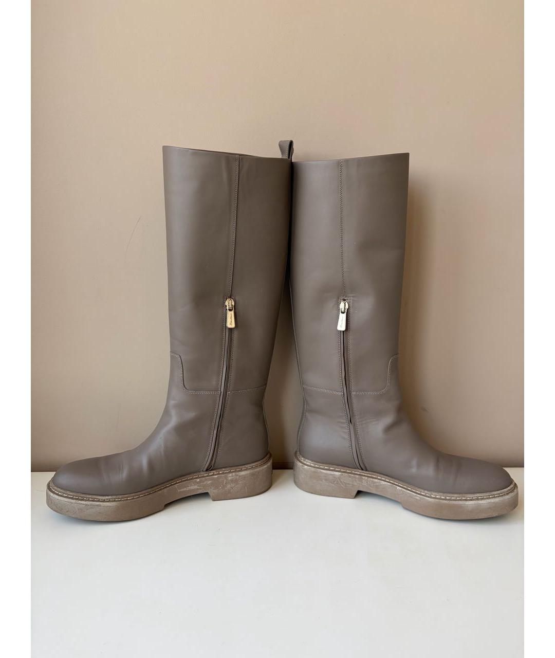 SANTONI Серые кожаные сапоги, фото 4