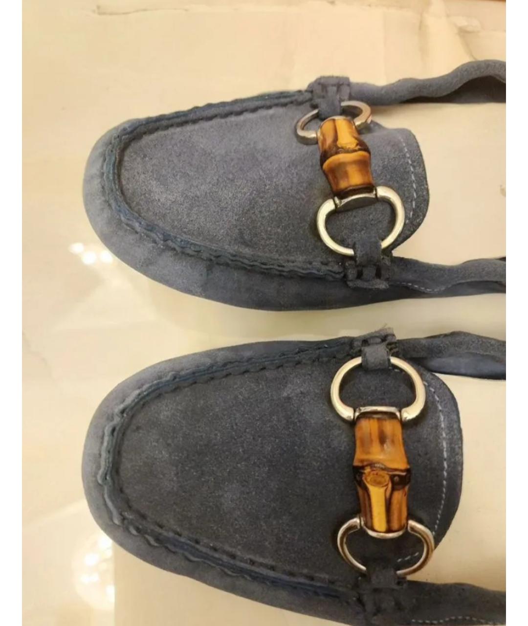 GUCCI Синие замшевые мокасины, фото 6