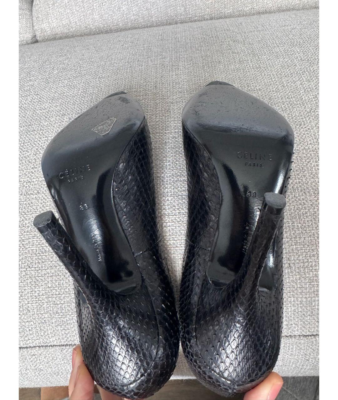 CELINE Черные туфли из экзотической кожи, фото 8