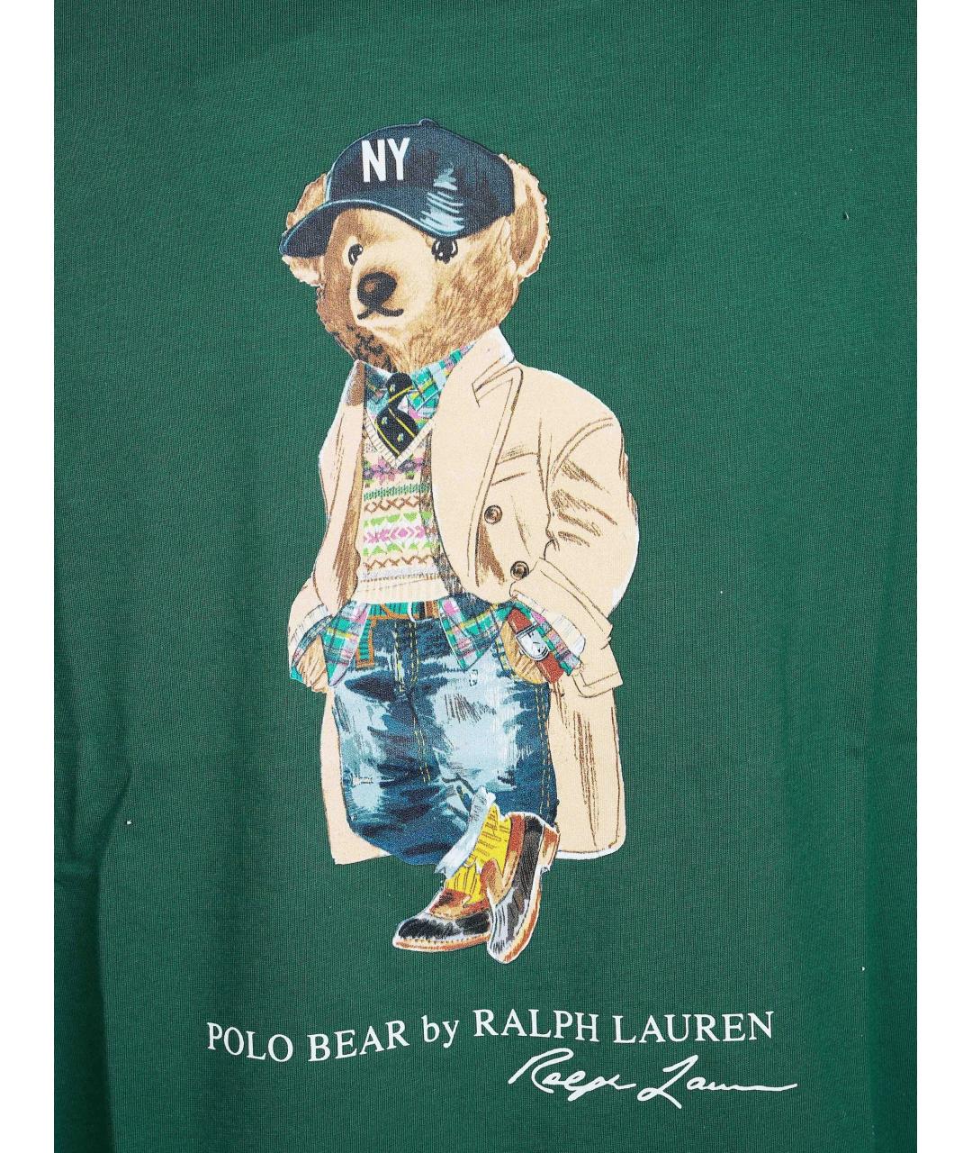 RALPH LAUREN Зеленая хлопковая футболка, фото 3
