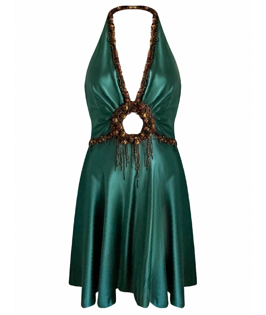 JENNY PACKHAM Бирюзовое шелковое коктейльное платье, фото 1