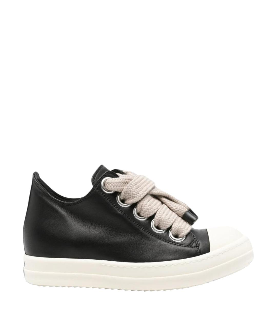 RICK OWENS Черные кожаные кроссовки, фото 1
