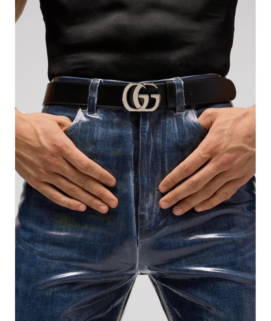GUCCI Черный кожаный ремень, фото 4