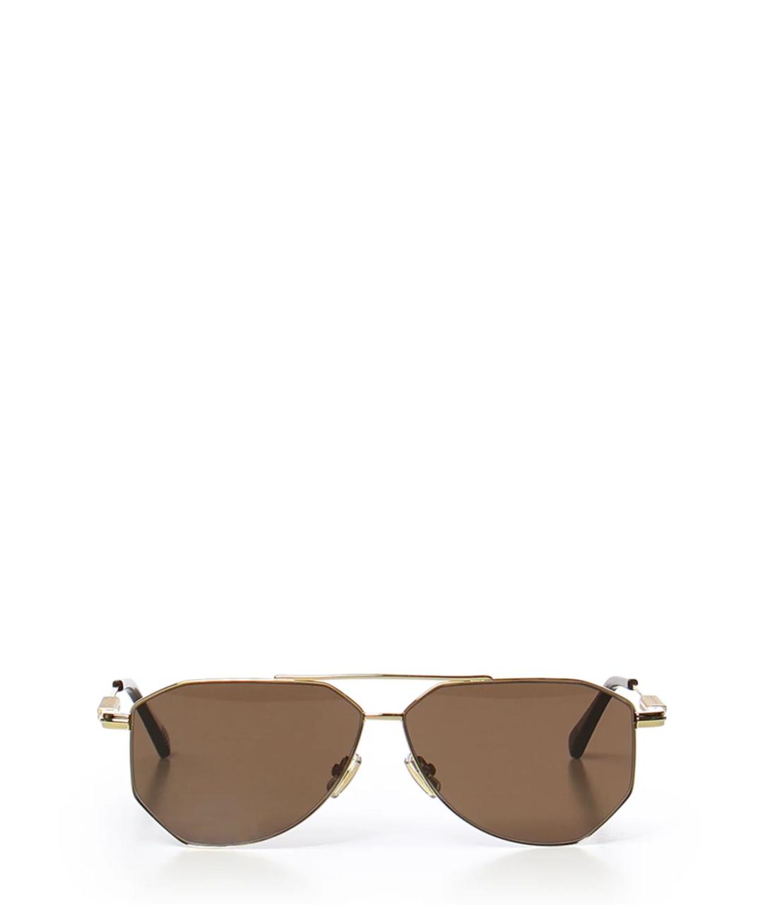 BOTTEGA VENETA Золотые металлические солнцезащитные очки, фото 1
