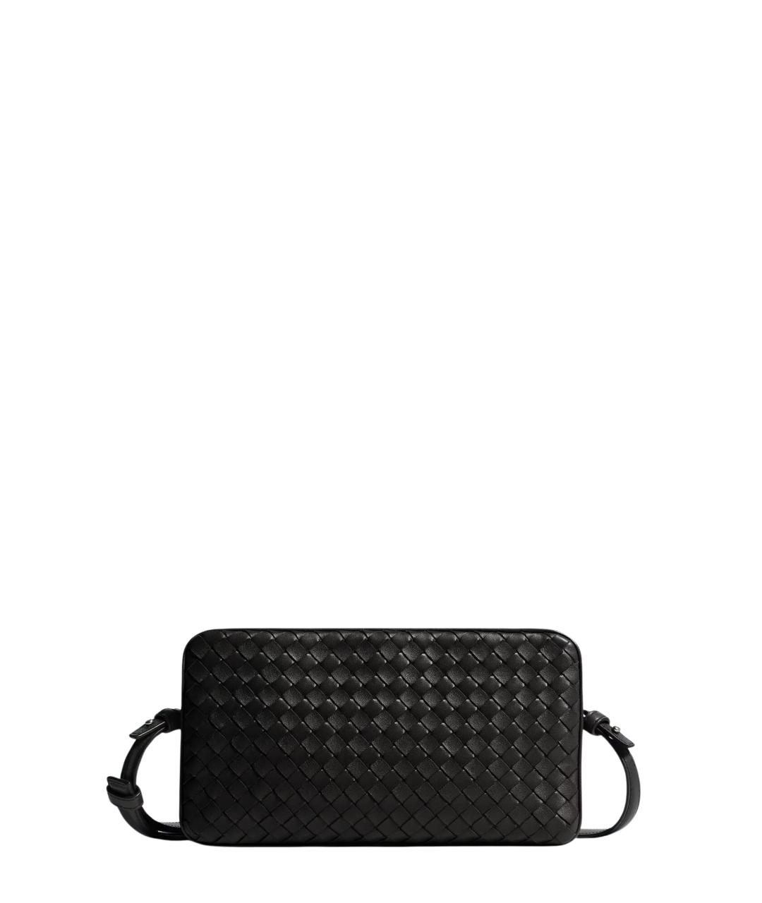 BOTTEGA VENETA Черная кожаная сумка на плечо, фото 4