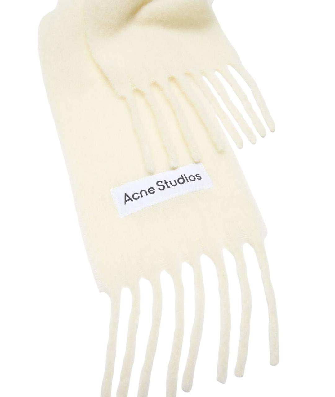 ACNE STUDIOS Белый шерстяной шарф, фото 2