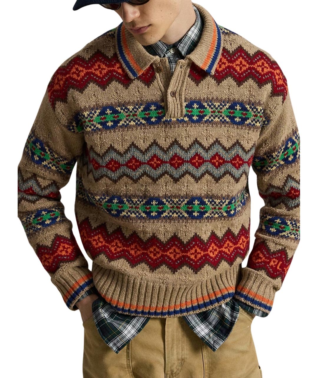 POLO RALPH LAUREN Бежевый шерстяной джемпер / свитер, фото 2