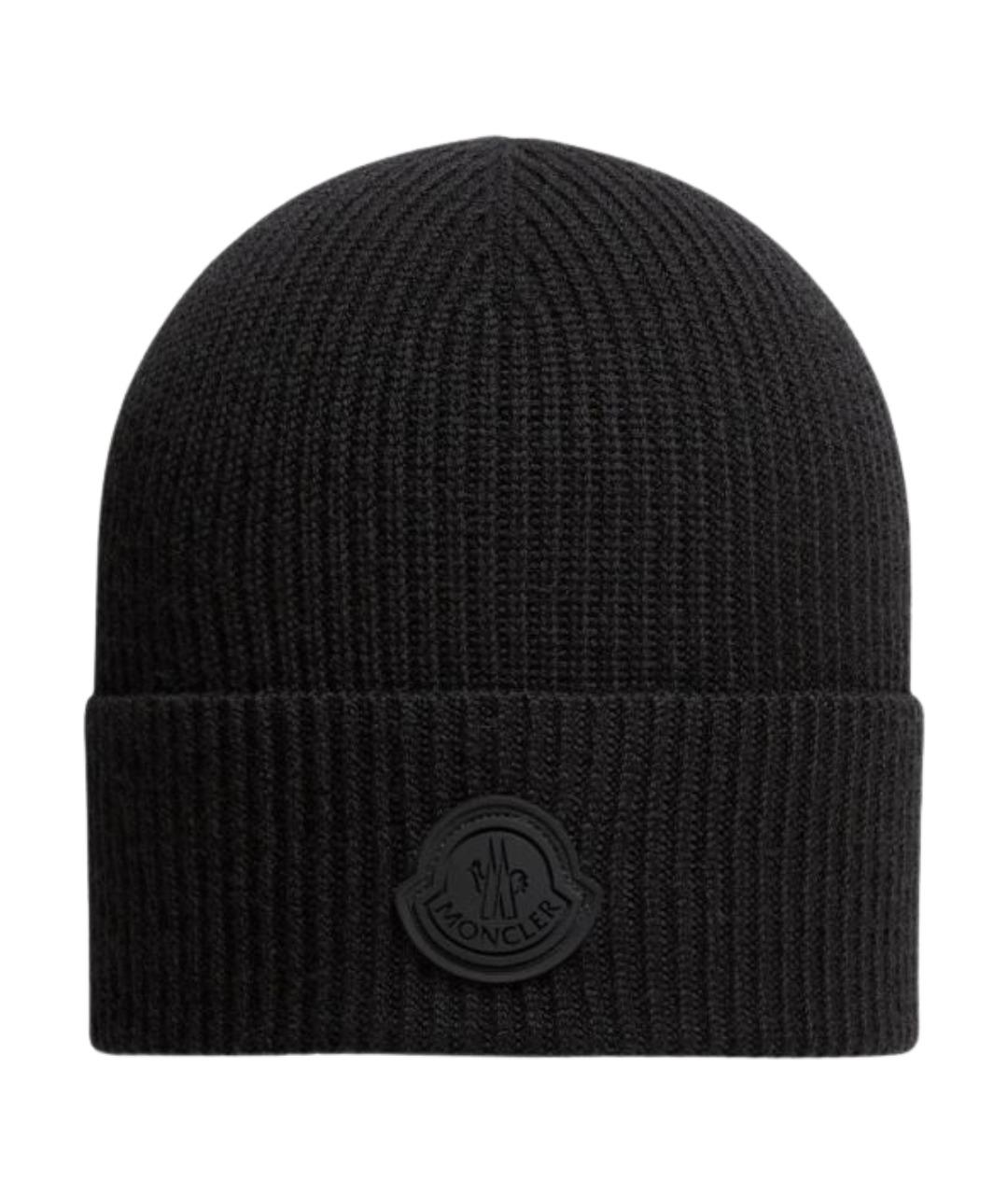 MONCLER Черная шерстяная шапка, фото 1