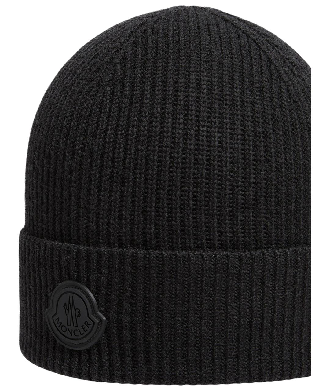 MONCLER Черная шерстяная шапка, фото 3