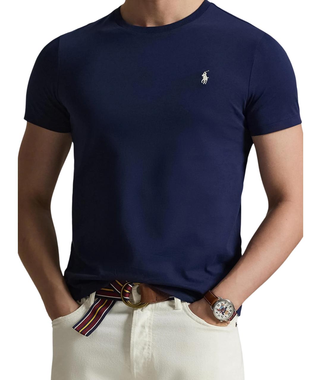 POLO RALPH LAUREN Темно-синяя хлопковая футболка, фото 2