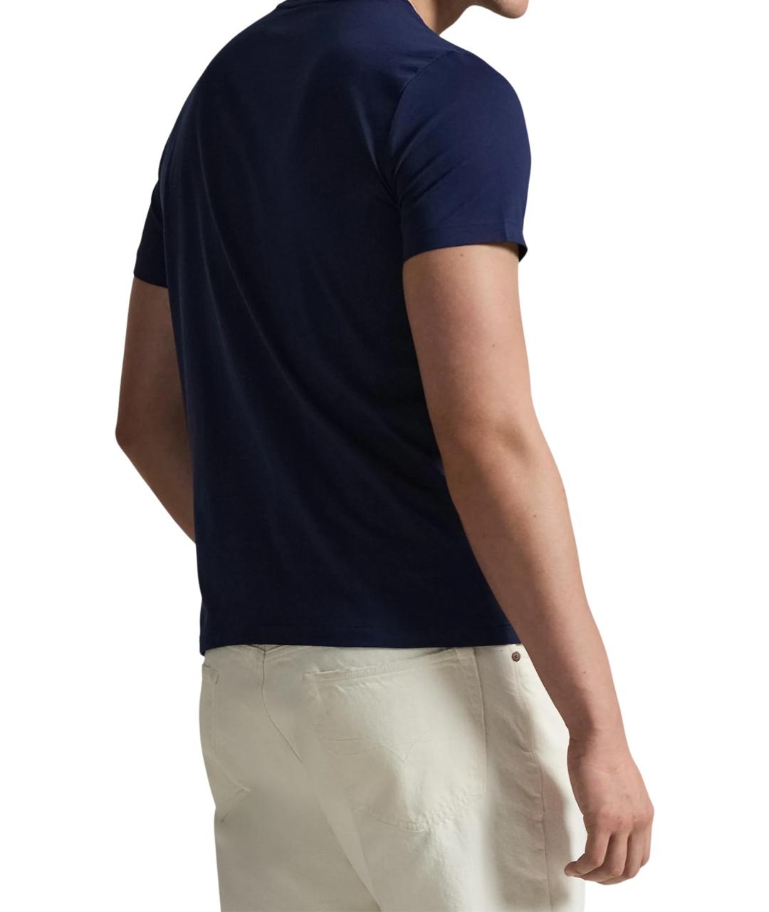 POLO RALPH LAUREN Темно-синяя хлопковая футболка, фото 3