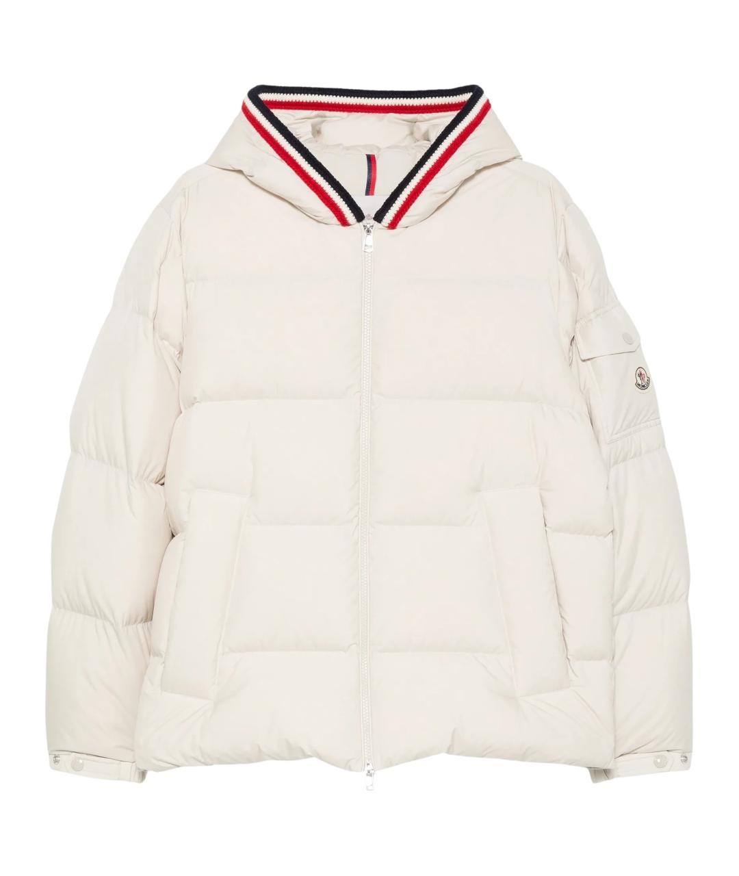MONCLER Белый полиэстеровый пуховик, фото 1