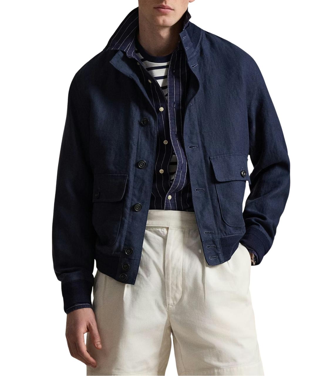 POLO RALPH LAUREN Темно-синяя льняная куртка, фото 2
