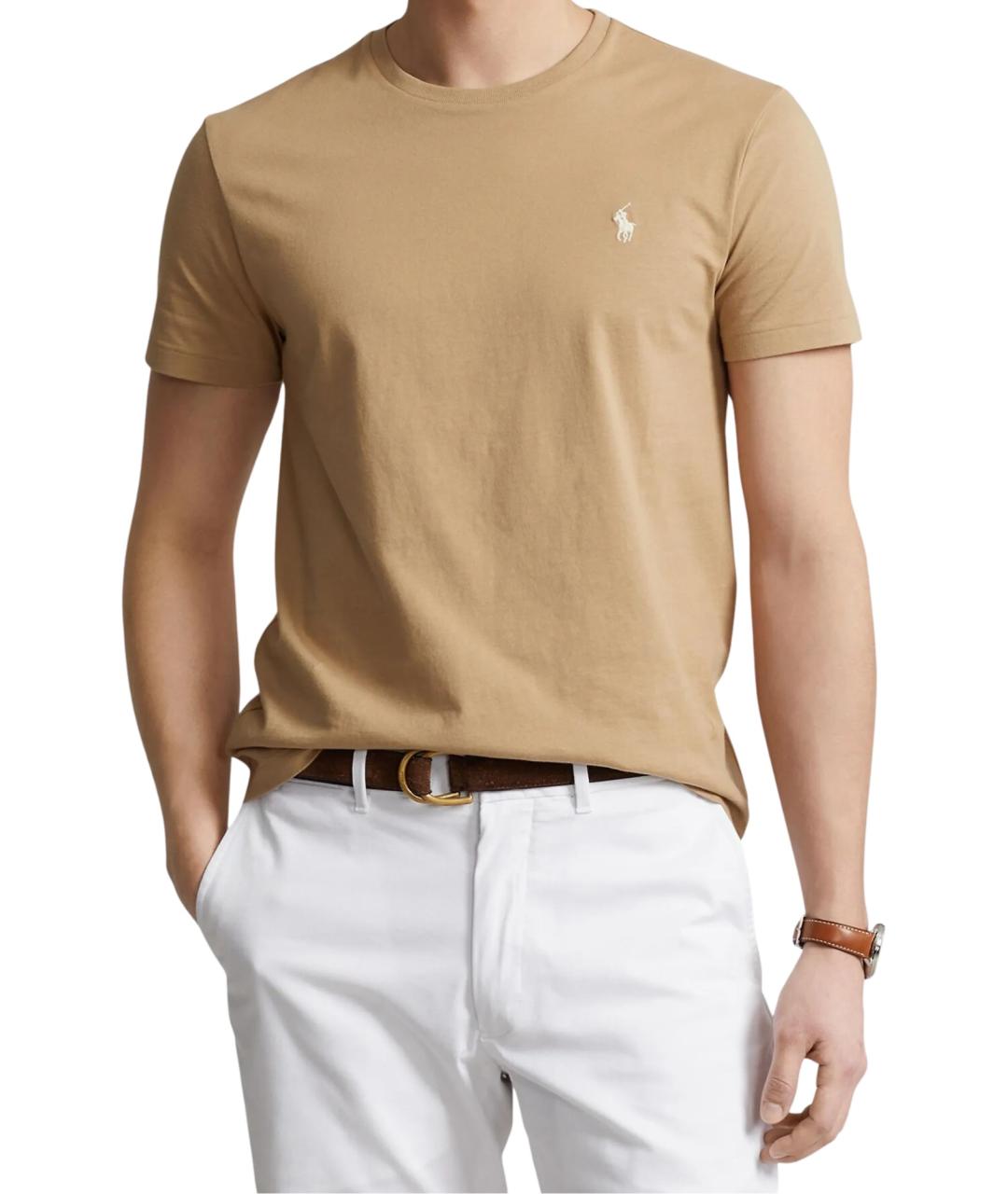 POLO RALPH LAUREN Бежевая хлопковая футболка, фото 2