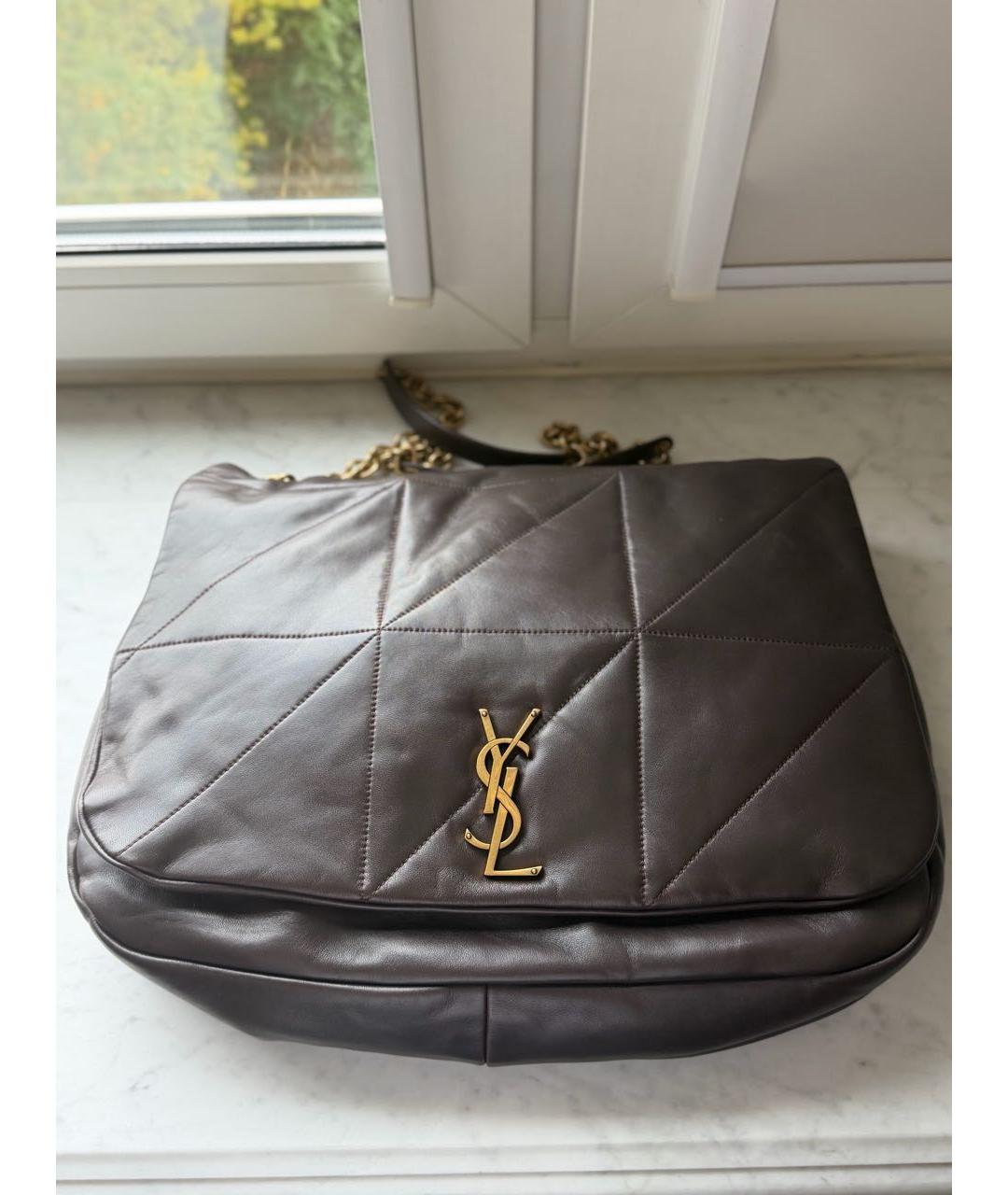 SAINT LAURENT Коричневая кожаная сумка тоут, фото 3