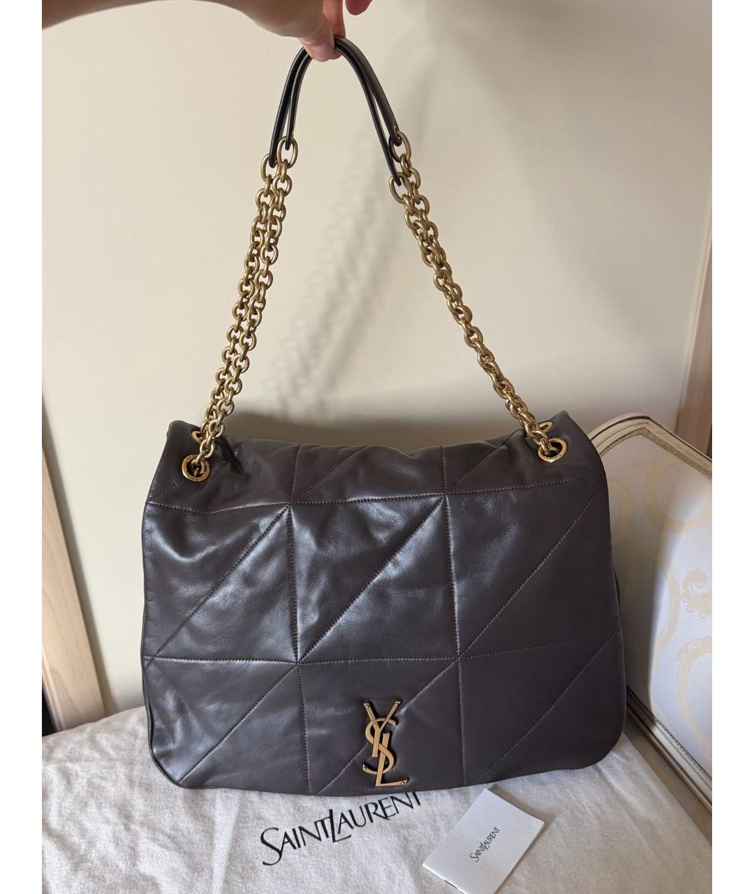 SAINT LAURENT Коричневая кожаная сумка тоут, фото 5