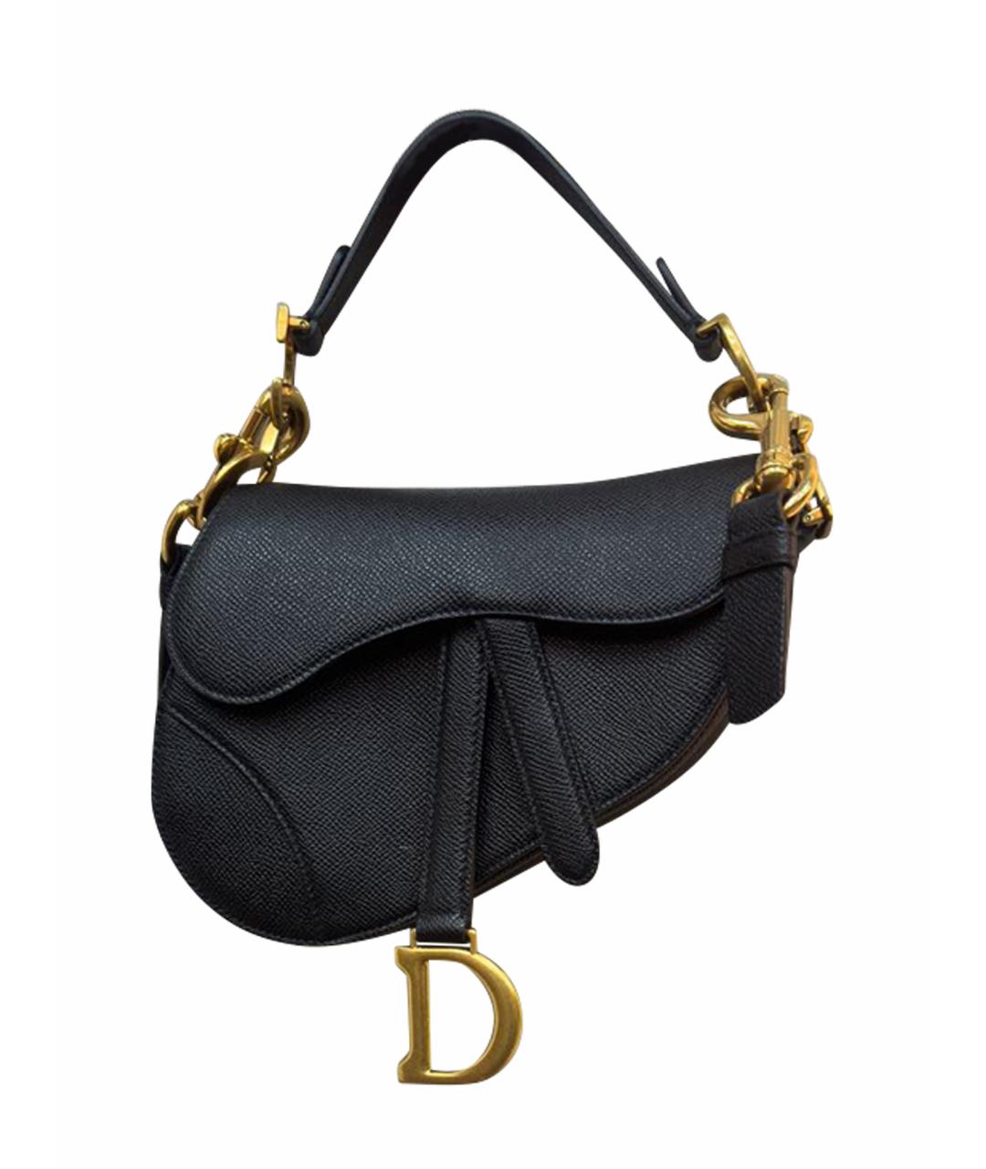 CHRISTIAN DIOR Черная кожаная сумка через плечо, фото 1