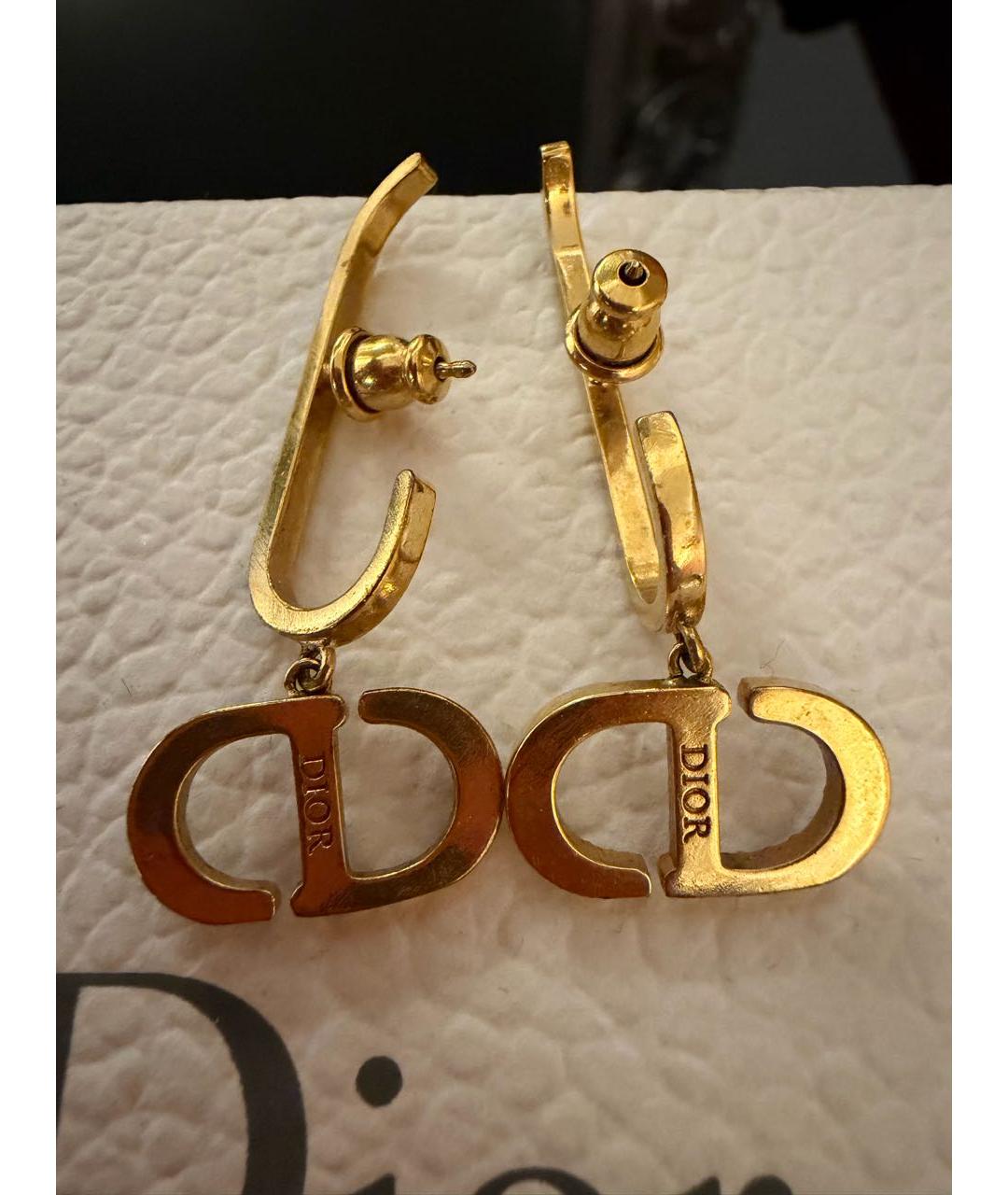CHRISTIAN DIOR Золотые металлические серьги, фото 2