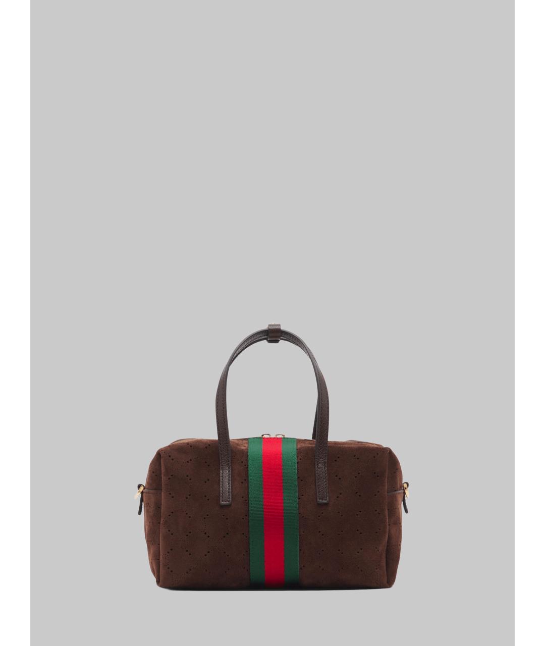 GUCCI Коричневая замшевая сумка тоут, фото 4