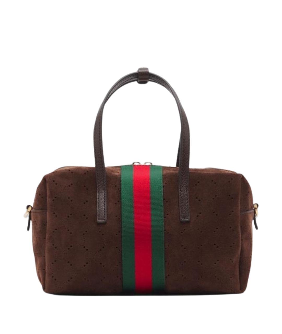 GUCCI Коричневая замшевая сумка тоут, фото 1