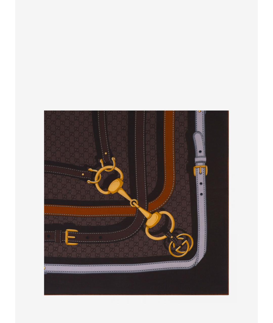 GUCCI Коричневый шерстяной шарф, фото 3