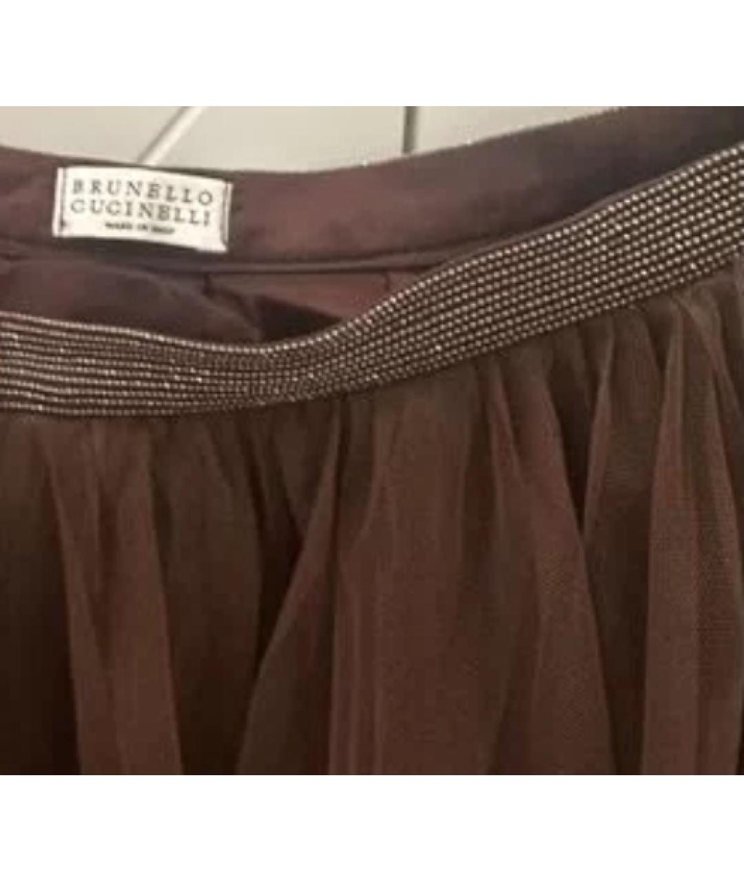 BRUNELLO CUCINELLI Коричневая юбка макси, фото 4