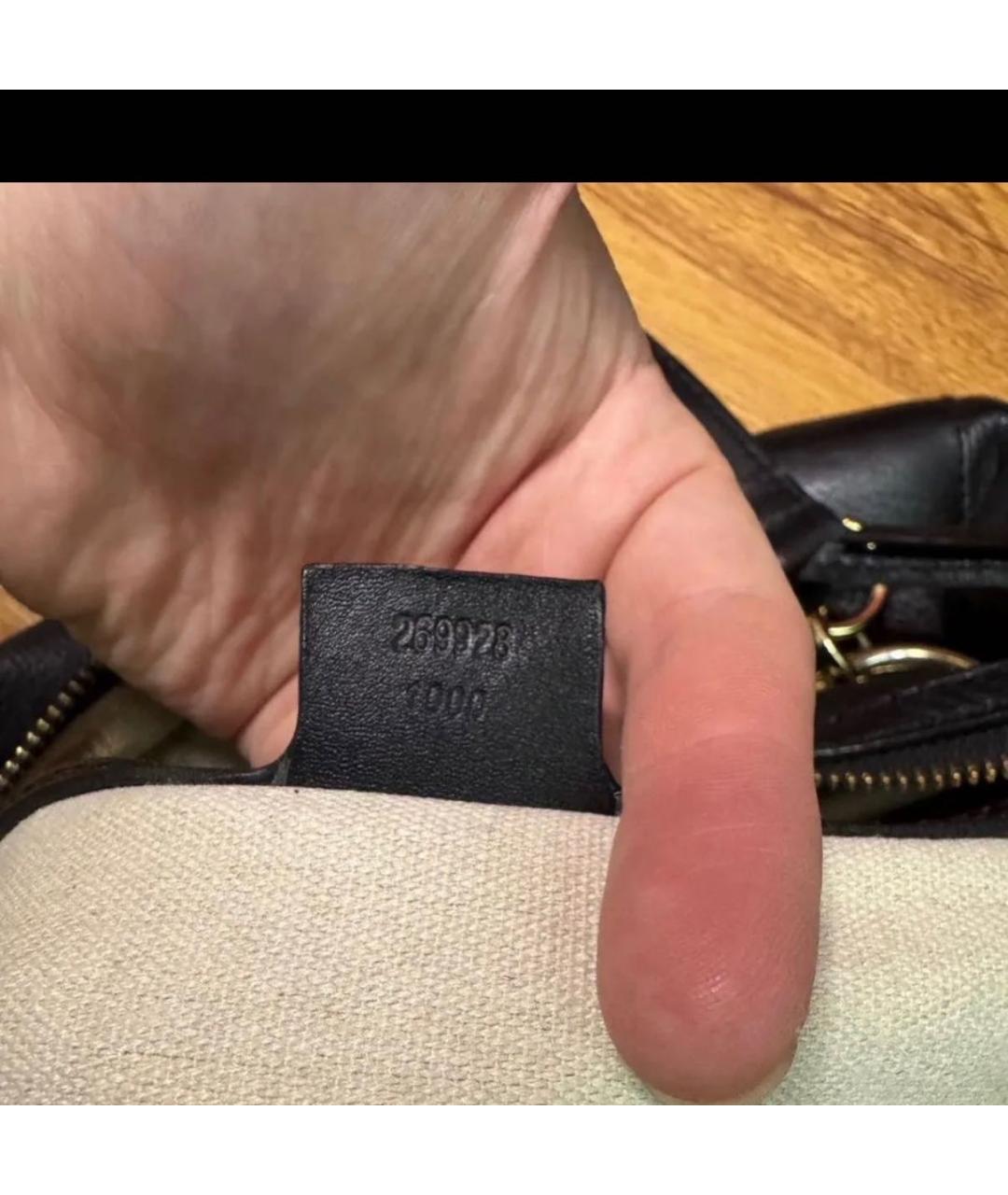 GUCCI Черная кожаная сумка тоут, фото 3