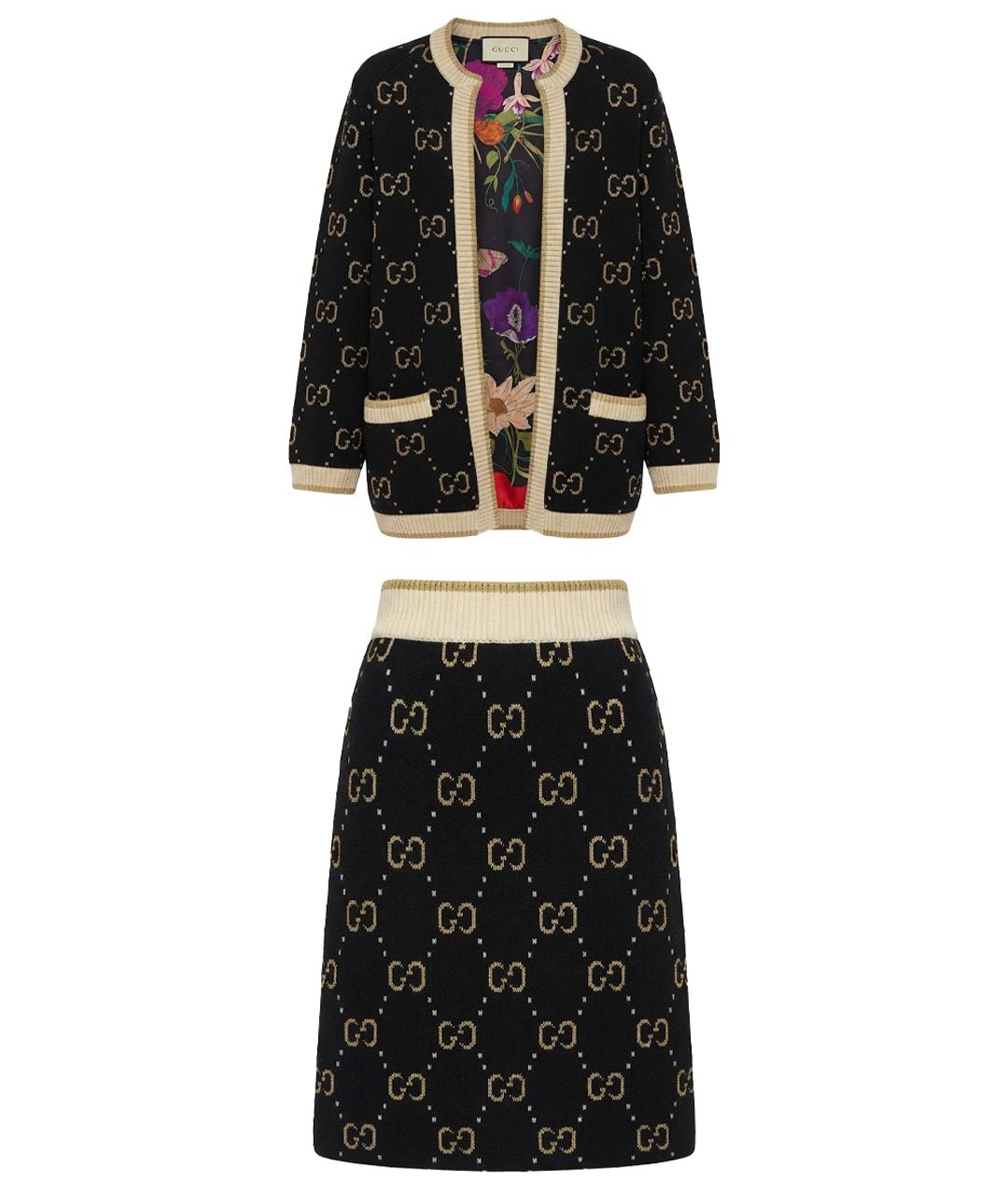 GUCCI Черный шерстяной костюм с юбками, фото 1