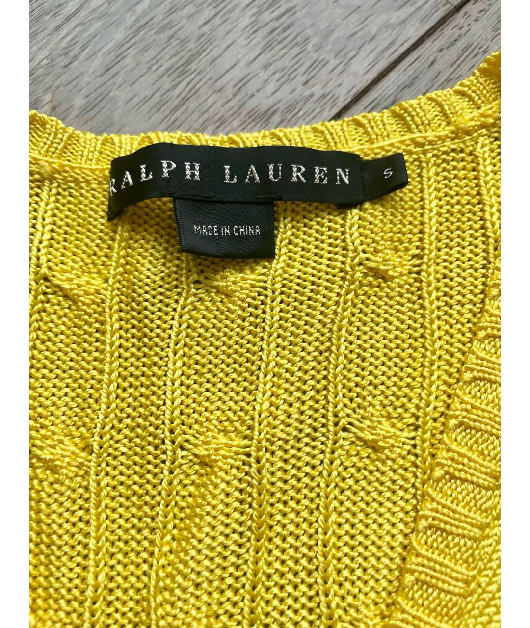 RALPH LAUREN Желтый шелковый джемпер / свитер, фото 4