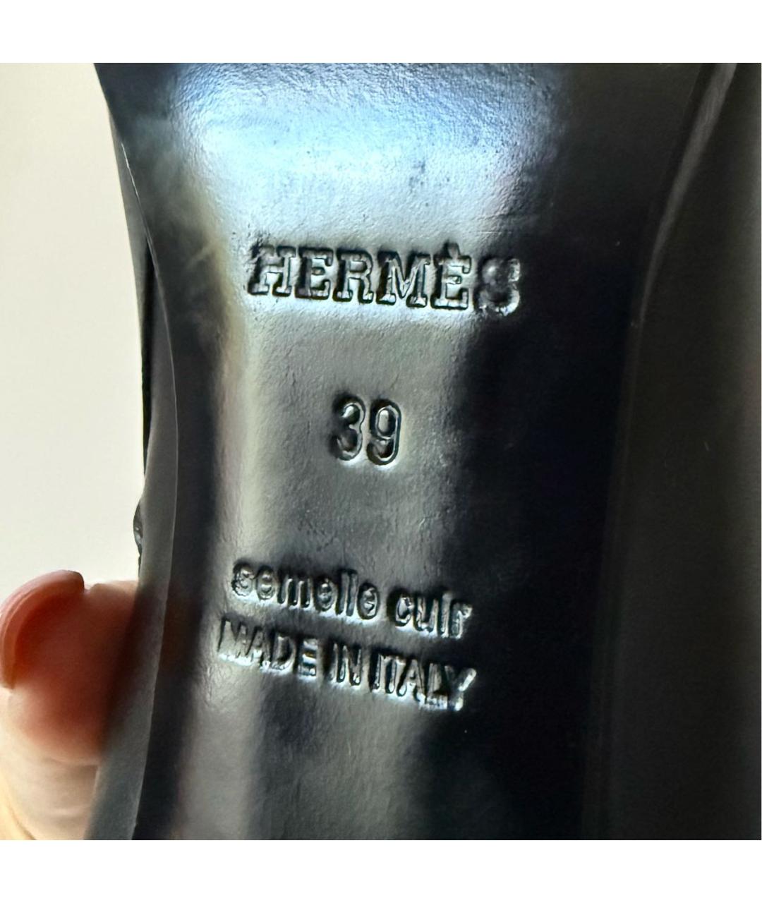 HERMES Черные кожаные ботильоны, фото 8