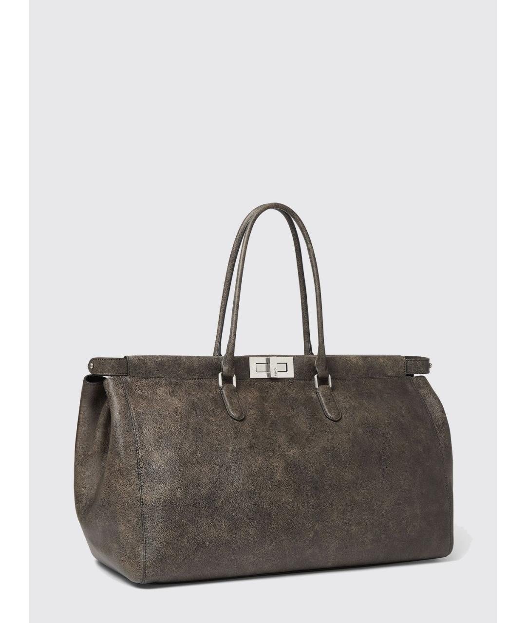 FENDI Серая кожаная сумка тоут, фото 2