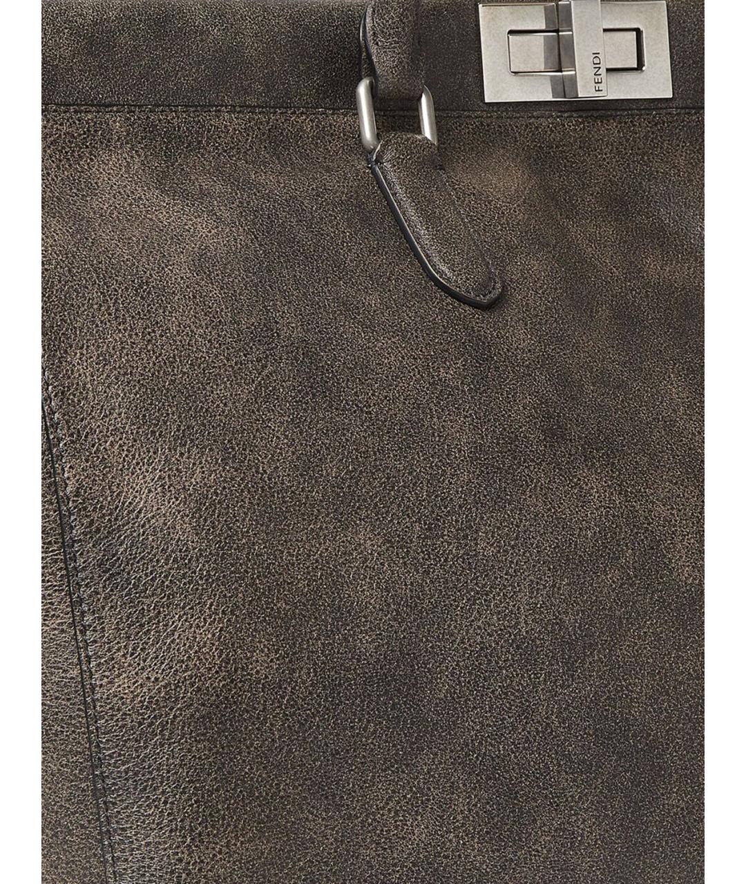 FENDI Серая кожаная сумка тоут, фото 3