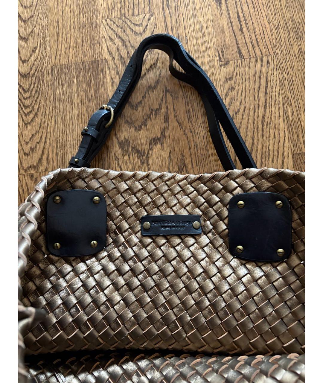 BOTTEGA VENETA Золотая кожаная сумка тоут, фото 4