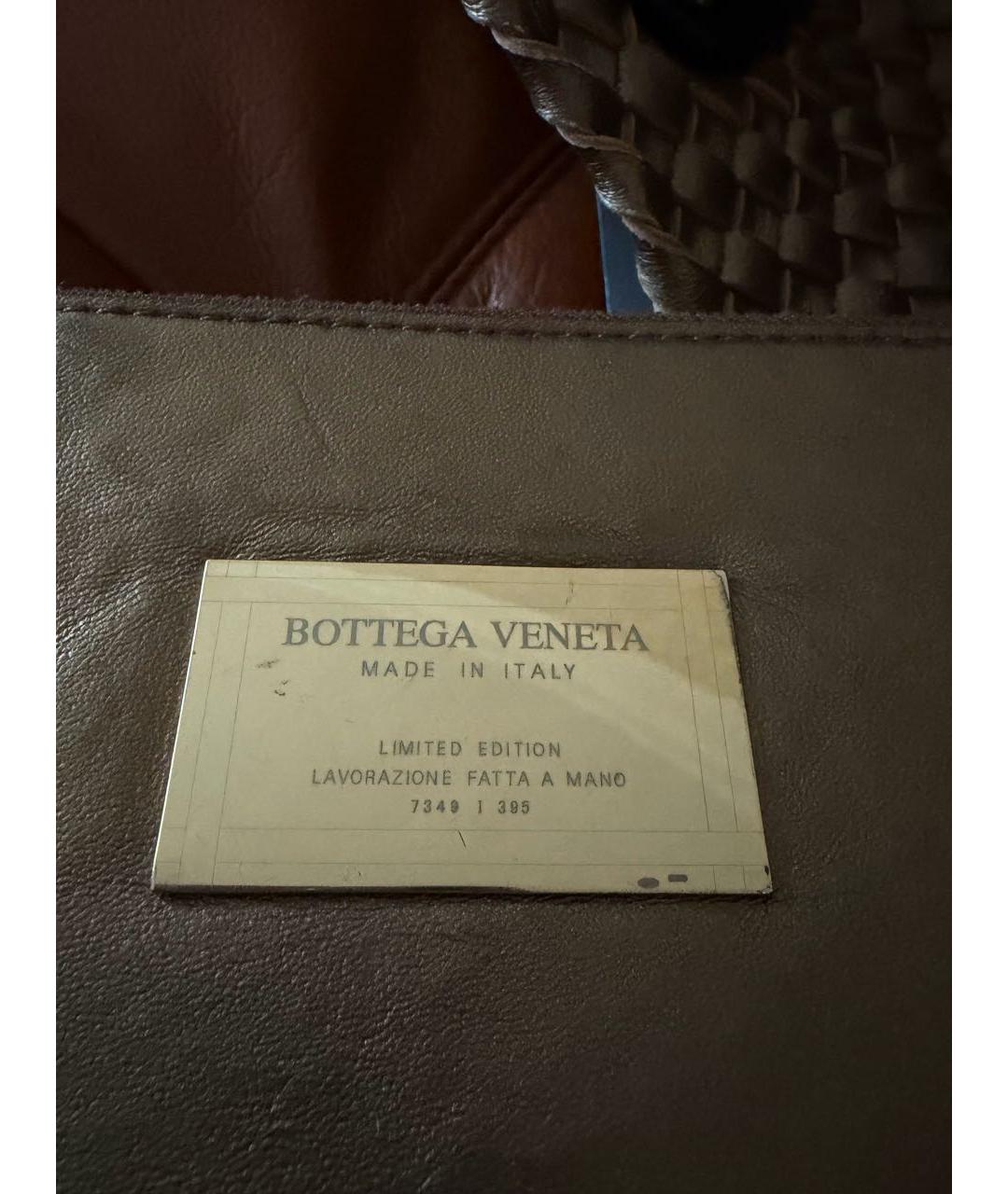 BOTTEGA VENETA Золотая кожаная сумка тоут, фото 8